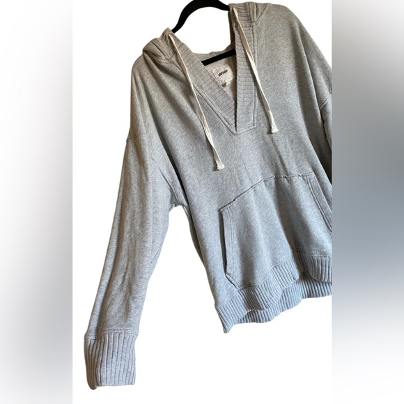 Aerie Oversized Down To Earth Henley Hoodie Sweatshirt Gray L - Picture 2 of 4